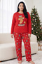 Red New Year Themed Cotton Lycra Large Size Oversized Knitted Pajama Set26240926 - 2