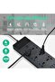 شريط طاقة مع 6 منافذ عالمية متعددة الاستخدامات، و4 منافذ شحن USB، وموصل تمديد بطول 2 متر - 2
