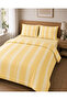 Yellow Striped Double Duvet Cover Set 4 Piece Bedding Set with Sheets