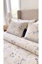 100% Cotton Floral Patterned Double Duvet Cover Set with 4 Navy Blue Laces and 2 Single Laced Pillowcases - 5