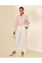 Women Pink Striped Button Down Shirt - 2