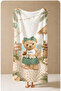 Cute Blue Bow-Tie Teddy Bear Ice Cream Patterned 70X150 Beach Towel - Digital Printed Bath Towel - 4