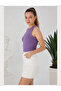 Zargo Model Fitted/Fitted Wide Ribbed Halter Neck Ribbed Stretch Knitted Crop Blouse - 2