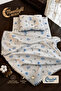 Moonlightbebek 3-Piece Newborn Diaper Set, Muslin Blanket with Pompom and Pillow Blue - 2