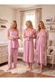 New Season Powder Patterned Lace Detailed Design with Breastfeeding Feature Wide Straps 100% Cotton Maternity Nightgown Pajama Set - 6