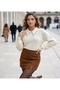Shirt Collar Patterned Women's Sweater - 2