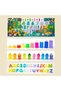 6 in 1 Wooden Montessori Educational Board - Logarithmic Board | Alphabet, Numbers, Shapes, Color Sorting, Stacking Rings & Fishing Game | Ages 3+ - 5