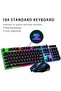 مجموعة لوحة مفاتيح وماوس للألعاب بإضاءة RGB، مزودة بإضاءة خلفية LED، سلكية USB، لون أسود - 7