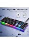 مجموعة لوحة مفاتيح وماوس للألعاب بإضاءة RGB، مزودة بإضاءة خلفية LED، سلكية USB، لون أسود - 6