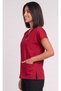 Women's V-Neck Bat Sleeve Burgundy, Red, Navy Blue, Black Lycra Belinda Scrubs Nurse Single Top - 4