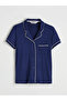 Lcw Dream Navy Blue Shirt Collar Women's Pajama Set - 6