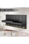 Rustic Farmhouse Wall Mounted Key Holder, Organizer with 7 Durable Hooks, 15-Inch Floating Shel - 5