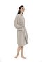 Athena Kimono Women's Bathrobe - Beige Jacquard Border, 100% Cotton - 2