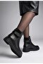 2452611K Women's Genuine Leather Thick Sole Buckle Zipper Boots - 2