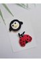 Ladybug Hairless Baby Hairpin 2-Piece Collection Handmade Knitted Hairpin for Babies with Less Hair Newborn Baby Hairpin Baby Gift - 4