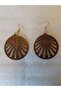 Authentic Wood Balsa Wood Light Coffee Laser Cut Round Dangle Earrings Size 7X4.5Cm