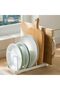 Cutting Board Organizer & Dish Rack - Adjustable Pot Lid Holder for Bakeware, Plates, Pans & Kitchen