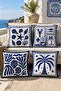 Indigo Blue Seafood Patterned 4-Piece Throw Pillow Cover Set