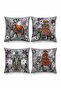 Gray Floor Fillers Patterned 4-Piece Throw Pillow Cover Set - 3