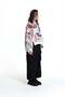 White Black Newspaper Printed Ribbed Oversize Sweatshirt 19033 - 4