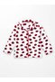 Mother-Daughter White Strawberry Patterned Winter Shirt Collar Buttoned Sleep Band Pajama Set Cotton Milan Fabric - 3