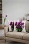 Decorative Floral Patterned Purple Tulip Throw Pillow Cover Set of 2 Modern Home Decor - 4