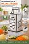 Kitchen Grater with Container – Multi-Purpose Grater with Lid and Storage Container / Stainless Steel 4-Sided