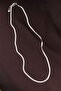 Silver Color Shiny Surface Italian Chain Necklace - 60 cm Elegant Design Thick Flat Necklace - 2