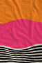 Orange Pink Black Color Block Striped 70X150 Beach Towel - Digital Printed Bath Towel