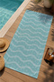 Mint Green White Wavy Striped Patterned 70X150 Beach Towel - Cotton Bath Towel - 3