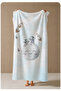 70X150 Beach Towel with White Moon and Cute Animal Figures - Cotton Bath Towel - 3