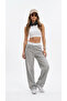 Ribbed Gray Waist White Elastic Wide Leg Palazzo Jean Trousers Without Lycra - 4