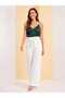 Wide Leg Double Fabric Trousers with Self-Tie Detail on the Front and Elastic Waistband - 2