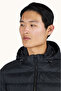 Men's Cotton Regular Fit Quilted Hooded Zippered Black Jacket - 3