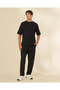Men Black Pleated Interlock Lounge Bottom - 2