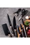 KUNSION 9-Piece Professional Kitchen Knife Set with Stainless Steel Blades, Elegant Black Crackle Marble Design Handles, Multipurpose Scissors, Vegetable Peeler and Countertop Storage Stand, Complete - 4