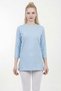 Women's Ice Blue 70% Cotton Crew Neck Three Quarter Sleeve Skirt with Slits Single Jersey Combed Cotton Tunic - 2