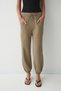 Virgo Women's Organic Cotton Khaki Sweatpants with Elastic Cuffs and Waistband and Pocket Detail - 4