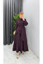 Women's Hijab Plum Crepe Fabric Hanzade Model Tunic Pants Set