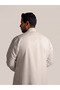 Mixed Fabric Quarter-Length Gown – Plain Collar, Plain Sleeves - 3