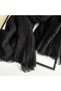 Women's cotton-linen scarf off-white 185x90cm tassel vintage. - 3