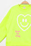 Girls' Sweatshirt Green Long Sleeve Lettering and Heart Patterned Kids' Sweatshirt - 3