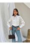 Lace Guipure Floral Embroidered Buttoned Long Sleeve Shirt 030 - Ecru