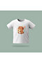 Children's Capybara with Star Pattern Printed T-Shirt 100% Cotton Single Jersey Fabric - White