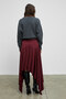 Junkit Women's Soft and Flexible Fabric Asymmetrical Long Gathered Burgundy Skirt - 7