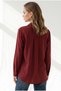 Women's Burgundy Polo Collar Pleated Back Woven Blouse Blz-19003446 - 6