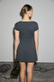 Lunelora women's Stretchy fabric chest tie detailed bengalin mini grey dress - 4
