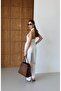 Women's Ecru Jumpsuit Halter Neck Front Buttoned Belted Pocketed Long Leg - 5