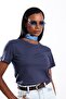 Navy Blue Crew Neck Slim Cotton T-Shirt - 2