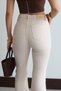 Women's Beige High Waist Half Spanish Leg 5-Pocket Jean Trousers - 5